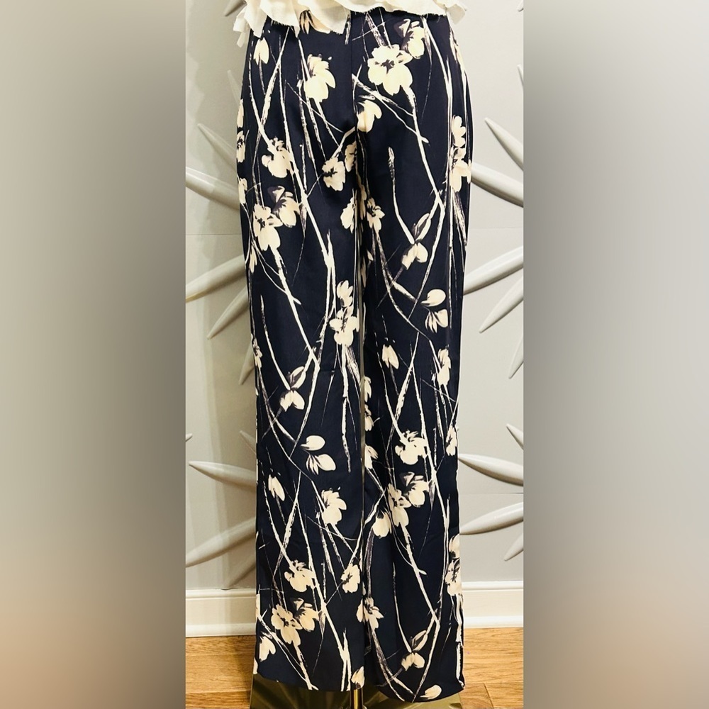 Zara (NWT) SZ S charcoal gray & beige zip front pant w/2 front pockets Waist 27” - Picture 5 of 6